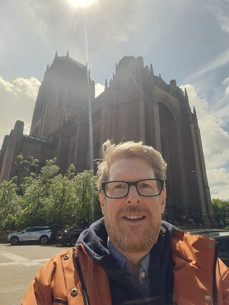 David outside the Cathedral